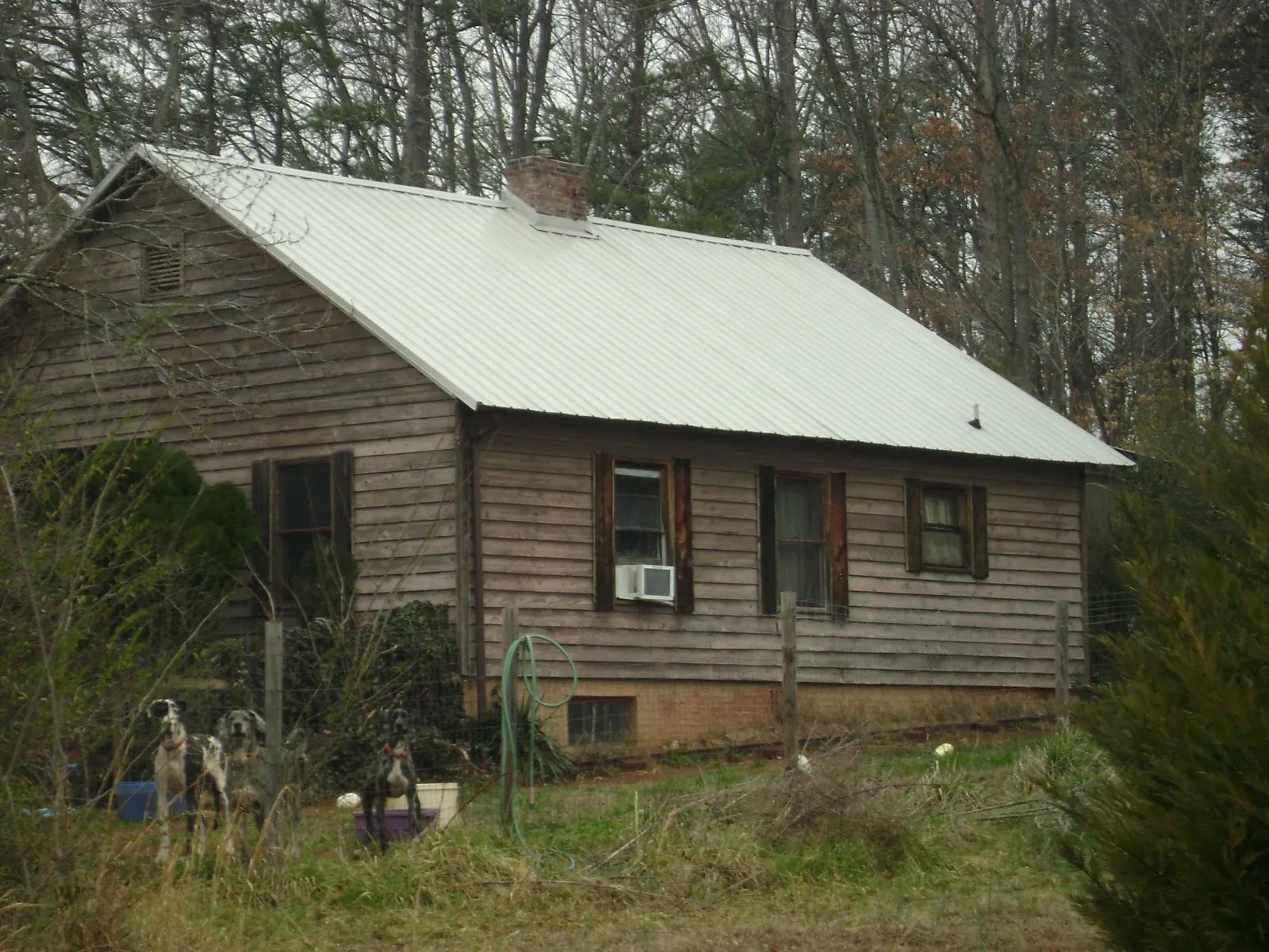White metal roof on an old wood sided farmhouse, from a Asphalt Shingle Roof Repair job in East Meadow